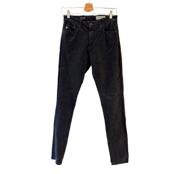 AG Adriano Goldschmied Jeans WomenSz 27R Farrah High Rise Skinny Black Corduroy - Picture 1 of 8